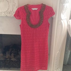 Trina Turk Crochet Dress- Hot Pink
